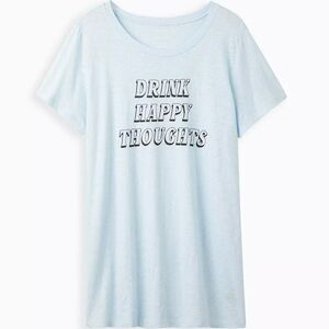 TORRID Tunic Tee Drink Happy Thoughts Light Blue Graphic T-Shirt 3 3X